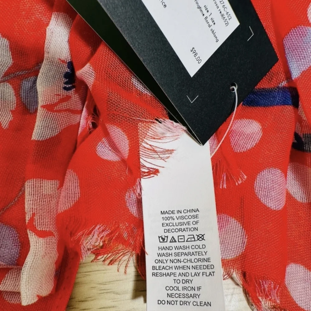 Kate Spade NY Springtime Floral Red Ponderosa Red Scarf - Picture 3 of 4